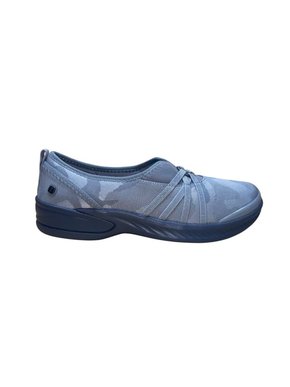 Bzees Women’s Gray Fabric Stretch Fit Comfort Slip-On Casual Flat Shoes Size 8W